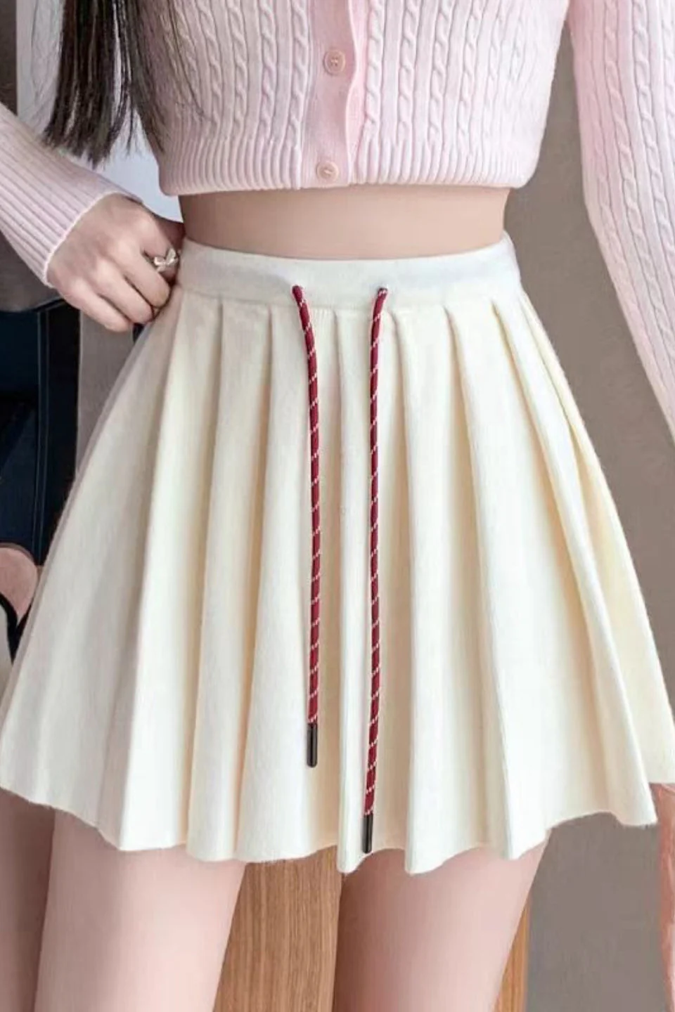 Pleated Knit Mini Skirt - Image 14
