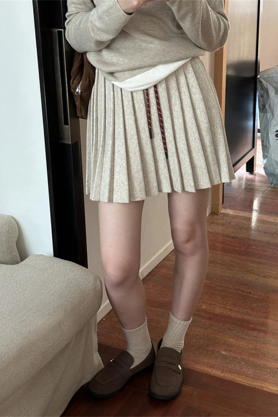 Pleated Knit Mini Skirt - Image 6