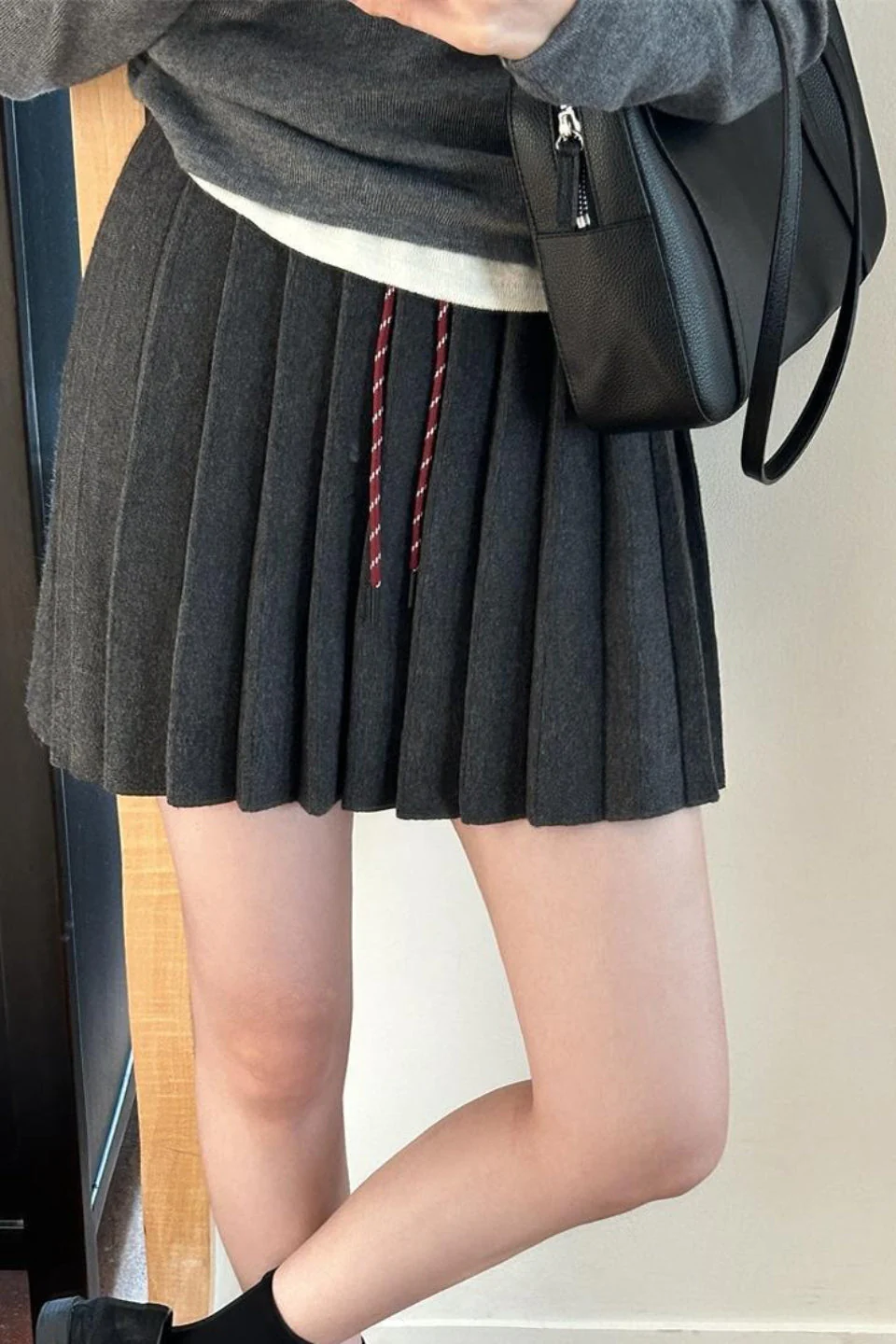 Pleated Knit Mini Skirt - Image 7