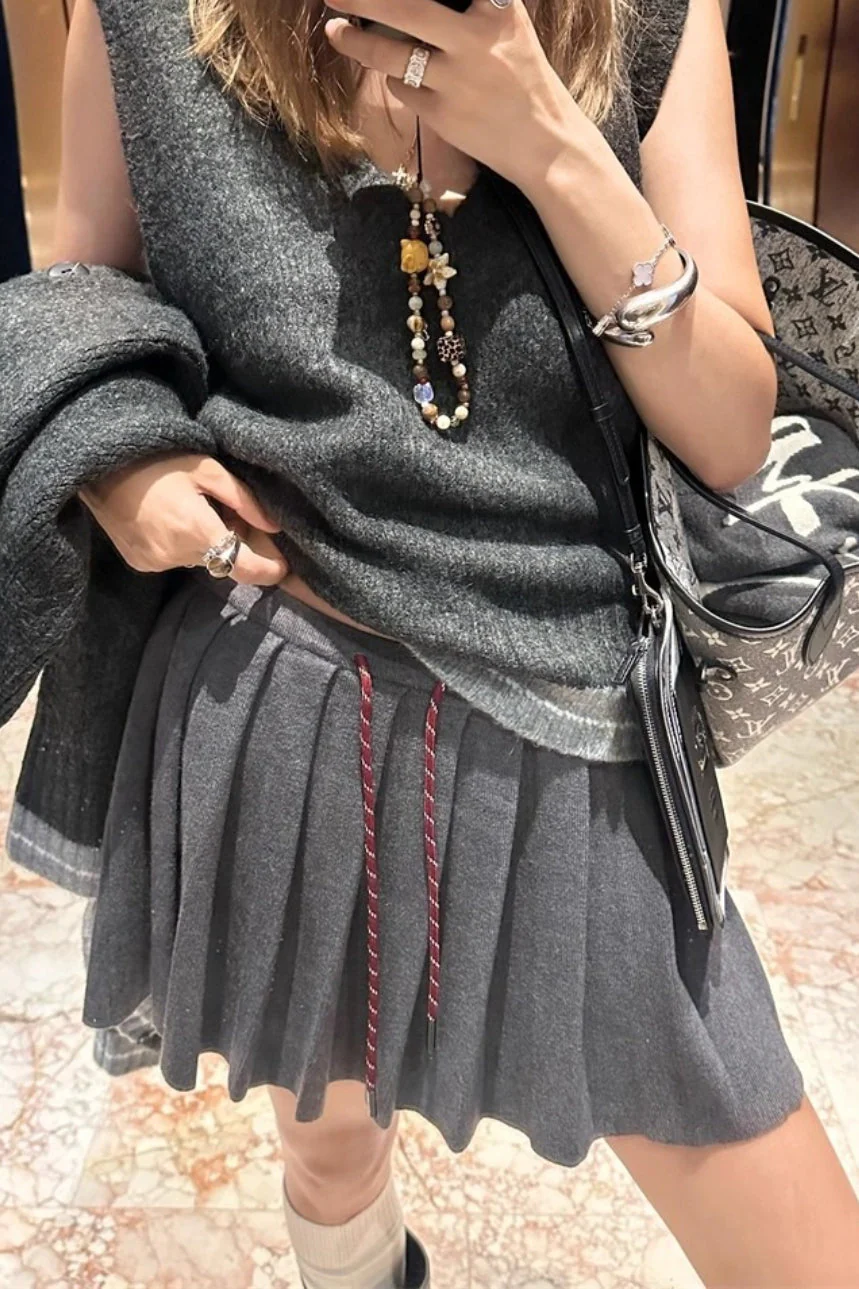 Pleated Knit Mini Skirt - Image 8