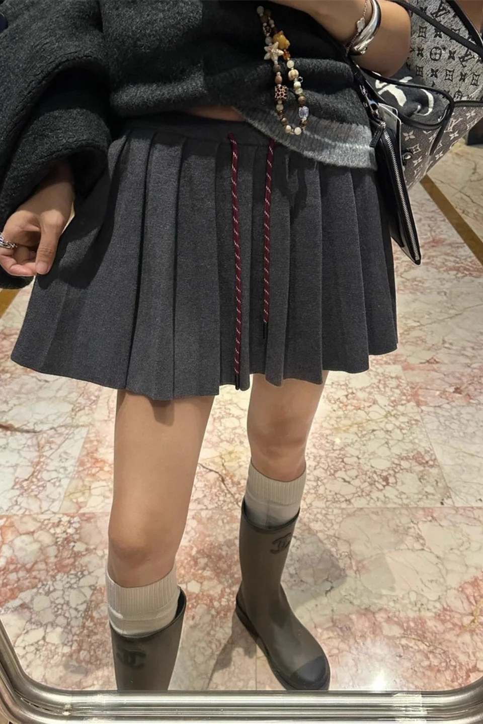 Pleated Knit Mini Skirt - Image 9