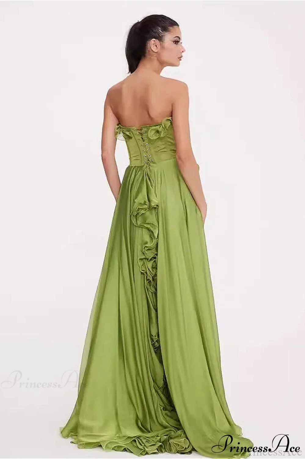 Pleated Ruffle Waist A Line Elegant Party Dress - Image 4