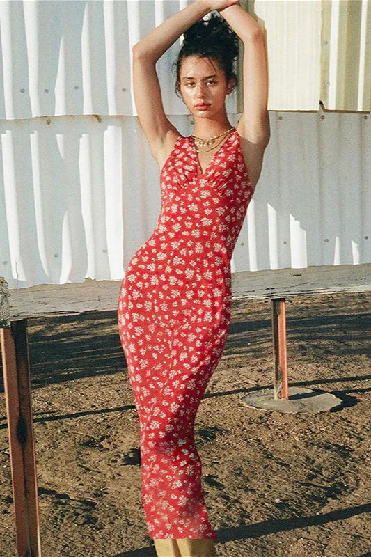 Plunging V Cami Sleeveless Floral Dress - Image 2