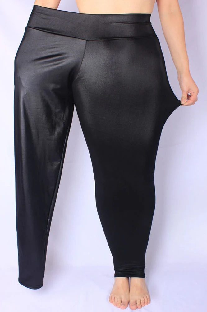 Plus Size Faux Leather High-Rise Stretch Leggings - Image 2