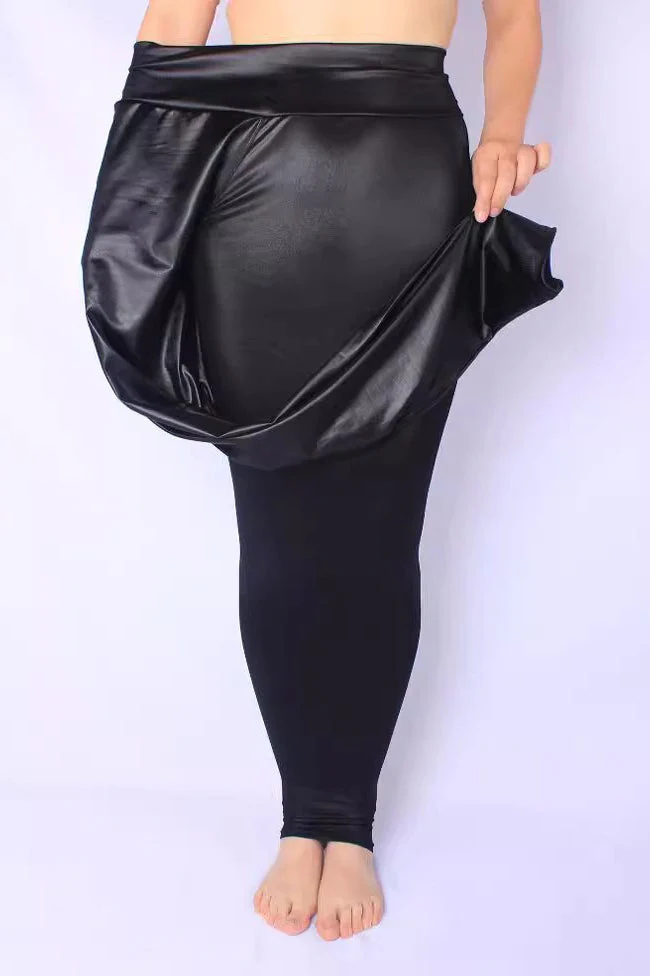 Plus Size Faux Leather High-Rise Stretch Leggings - Image 3