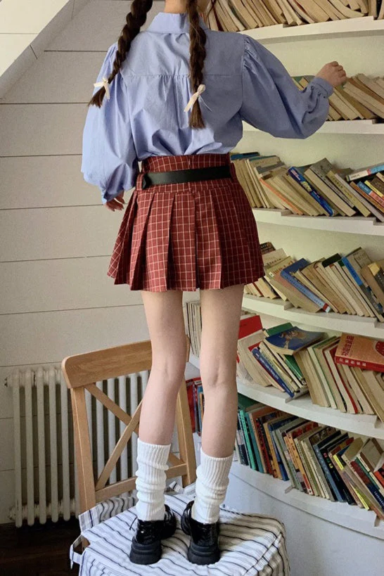 Plus Size Plaid Pleated Skirt - Image 10