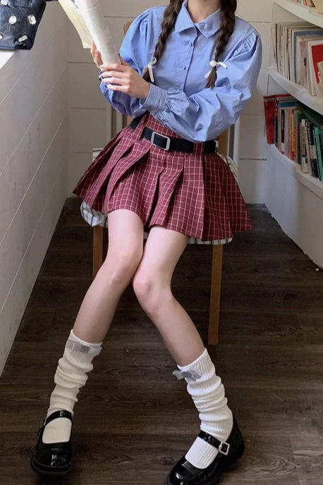 Plus Size Plaid Pleated Skirt - Image 2