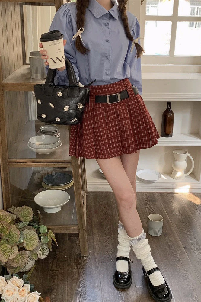 Plus Size Plaid Pleated Skirt - Image 4