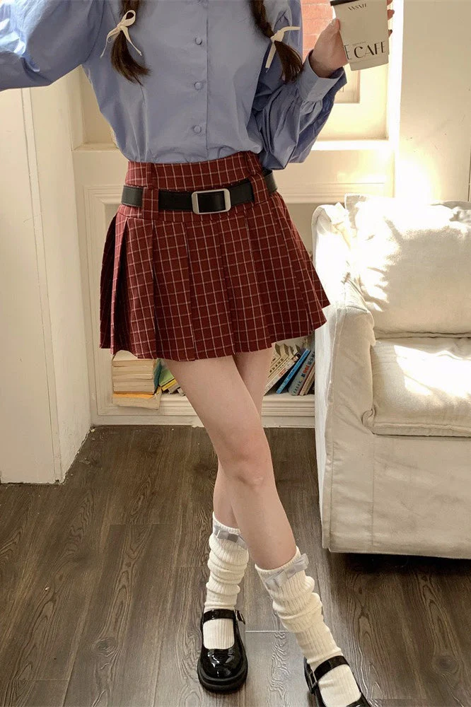 Plus Size Plaid Pleated Skirt - Image 8