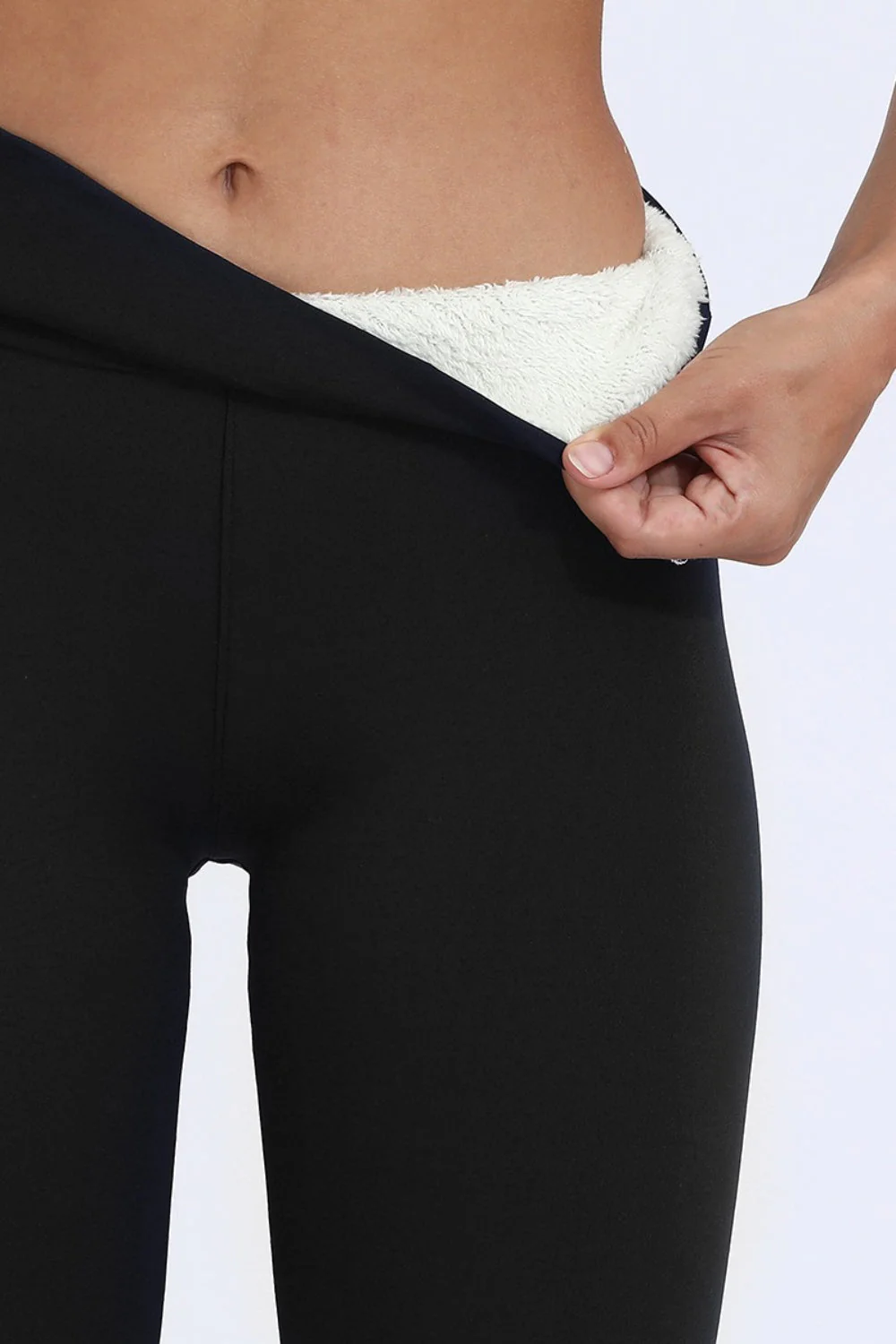 Plus Size Sherpa Fleece Letter Leggings - Image 3