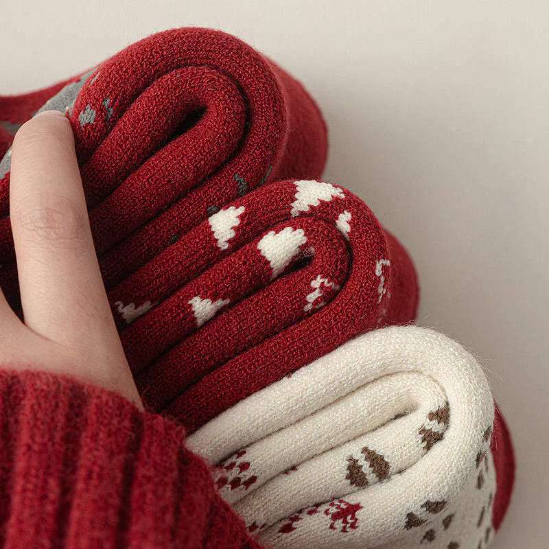 Plush Extra Thick Terry Red Mid Length Socks - Image 4