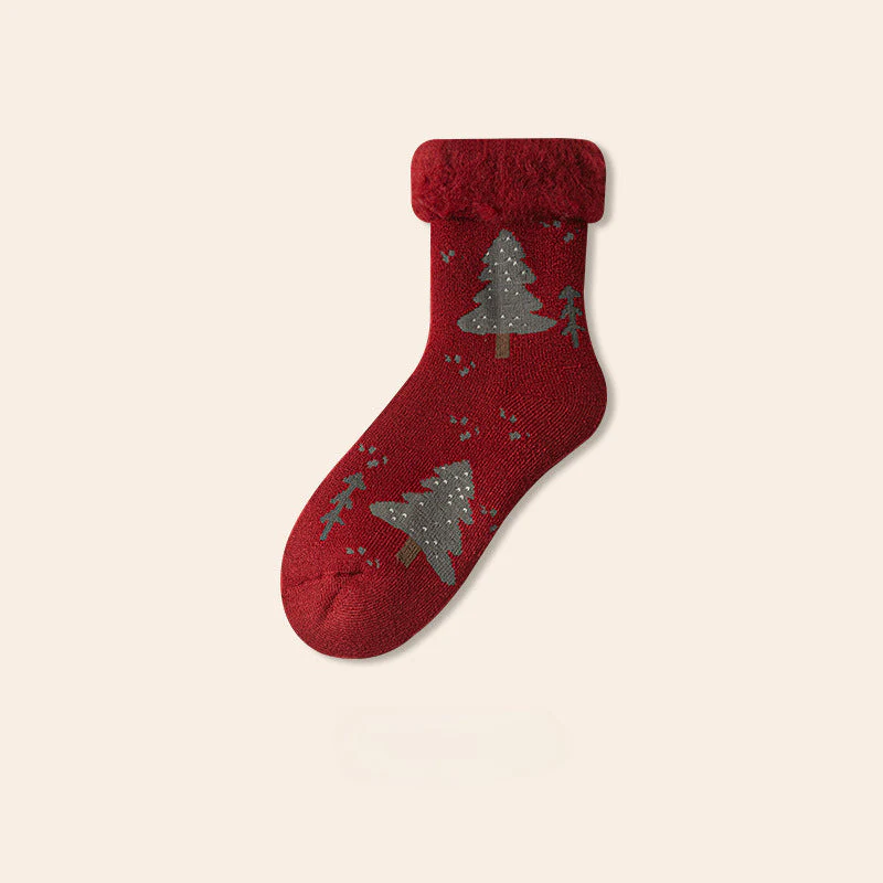 Plush Extra Thick Terry Red Mid Length Socks - Image 5