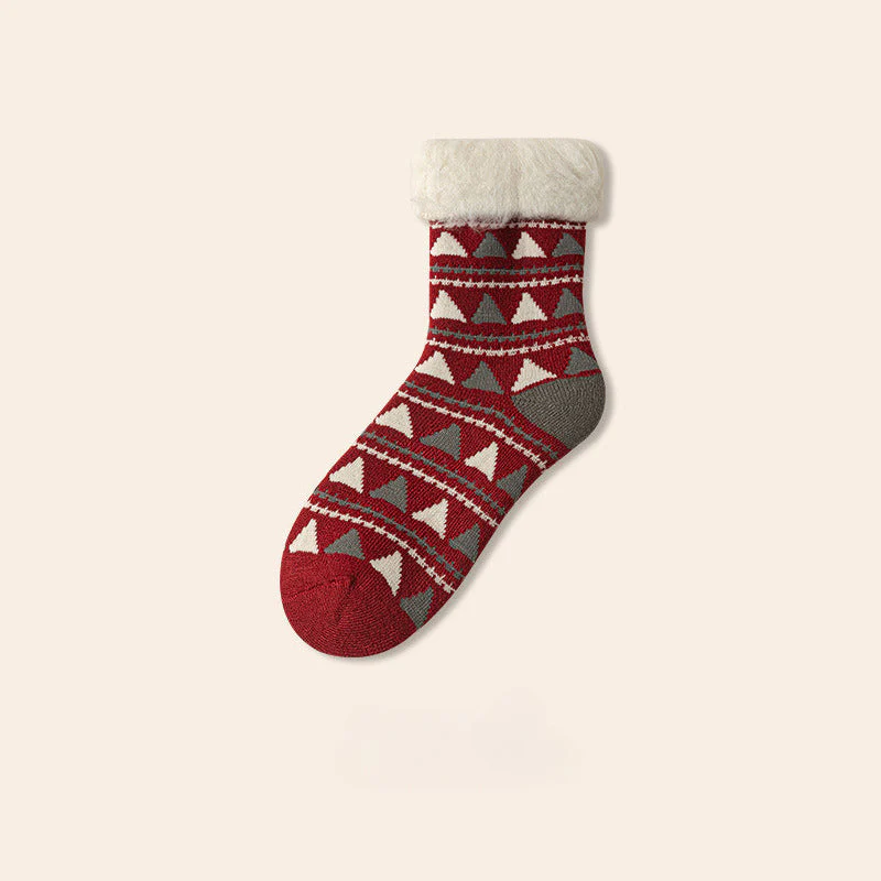 Plush Extra Thick Terry Red Mid Length Socks - Image 7