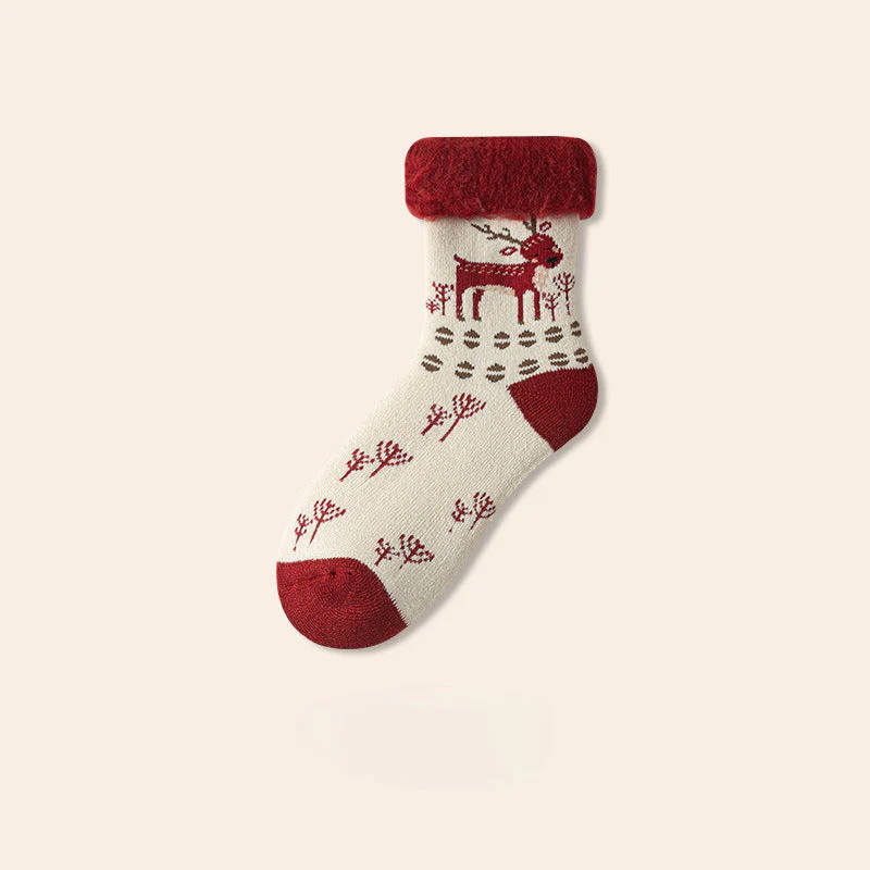 Plush Extra Thick Terry Red Mid Length Socks - Image 8