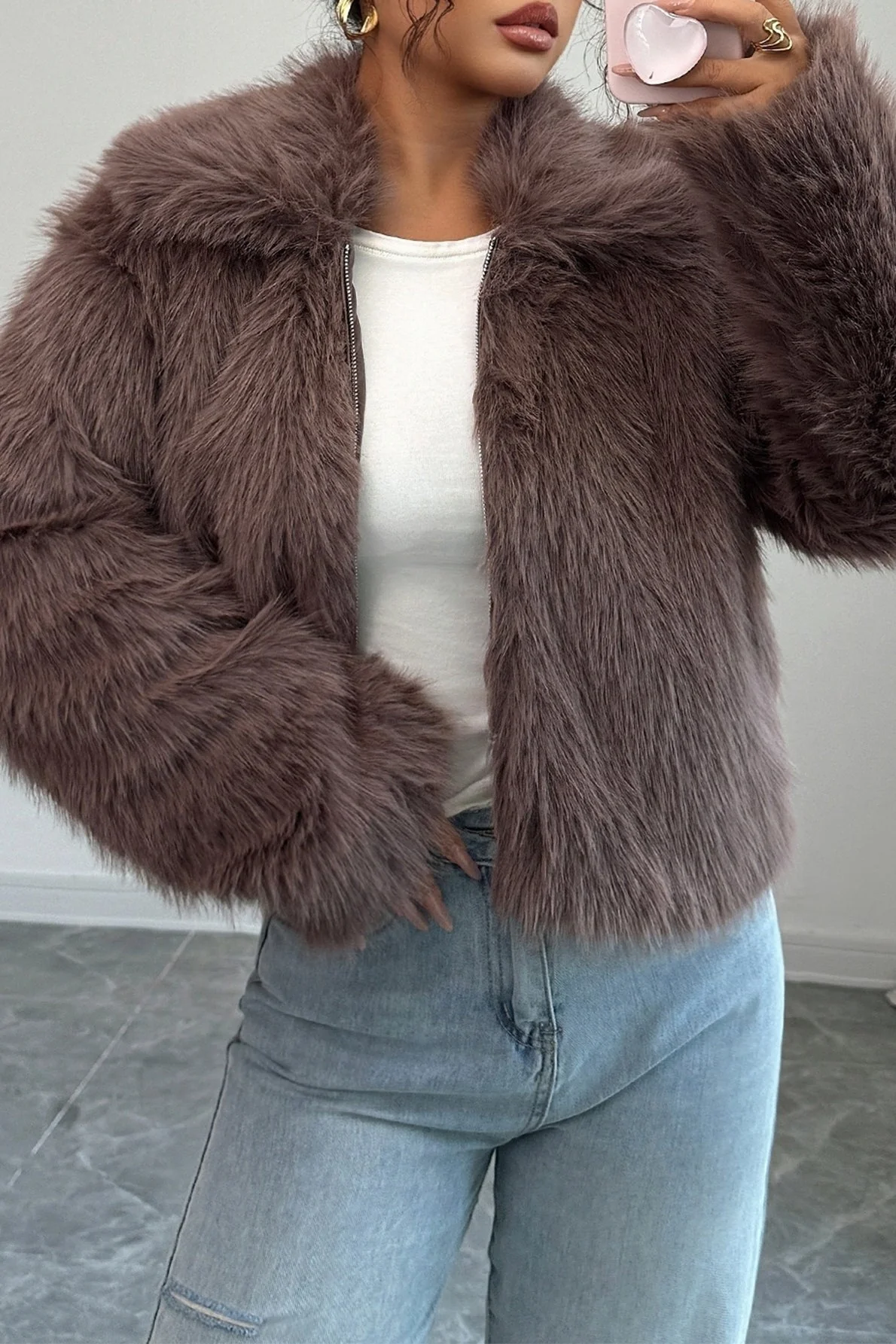 Plush Long Sleeve Elegant Maxi Coat - Image 2