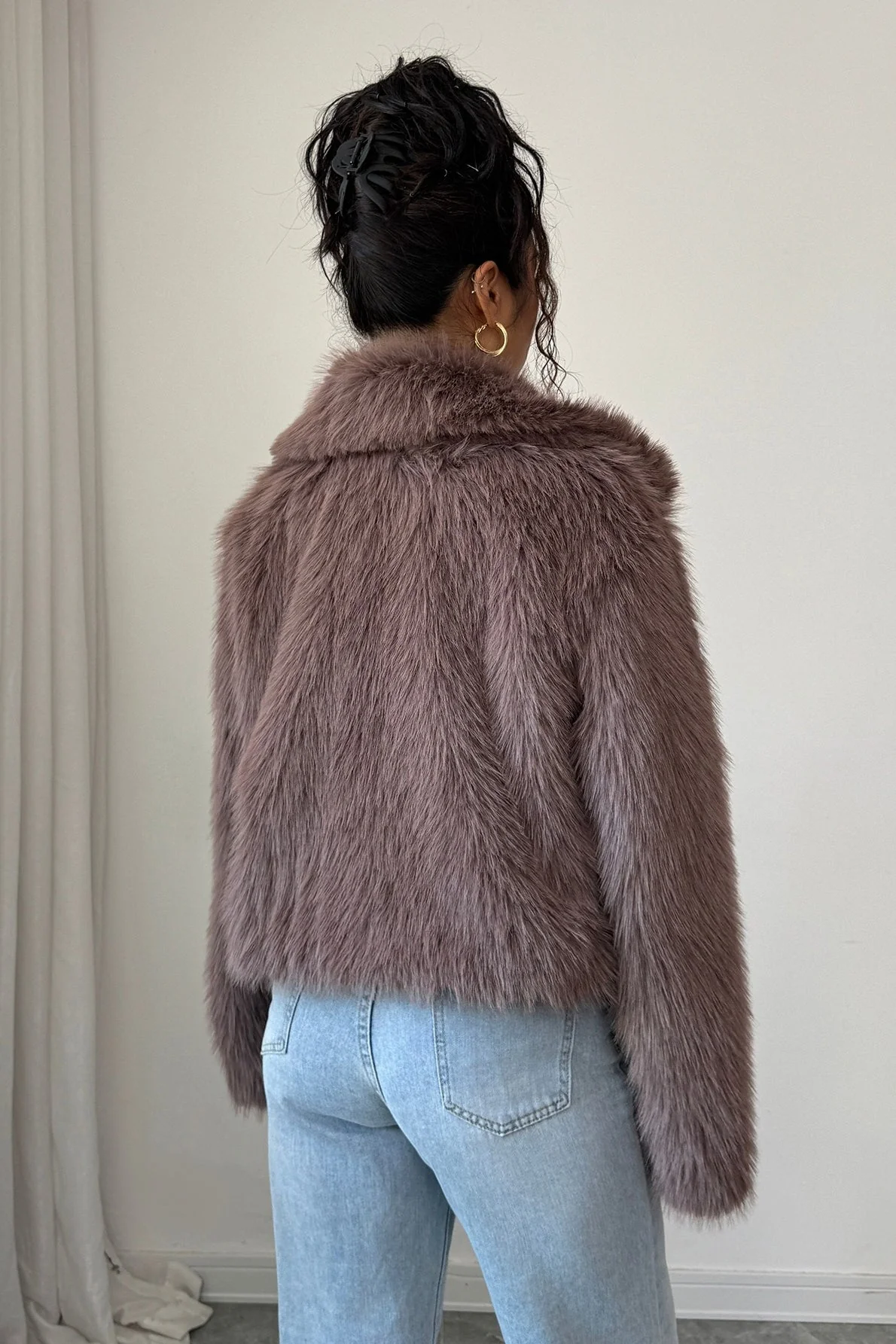 Plush Long Sleeve Elegant Maxi Coat - Image 3