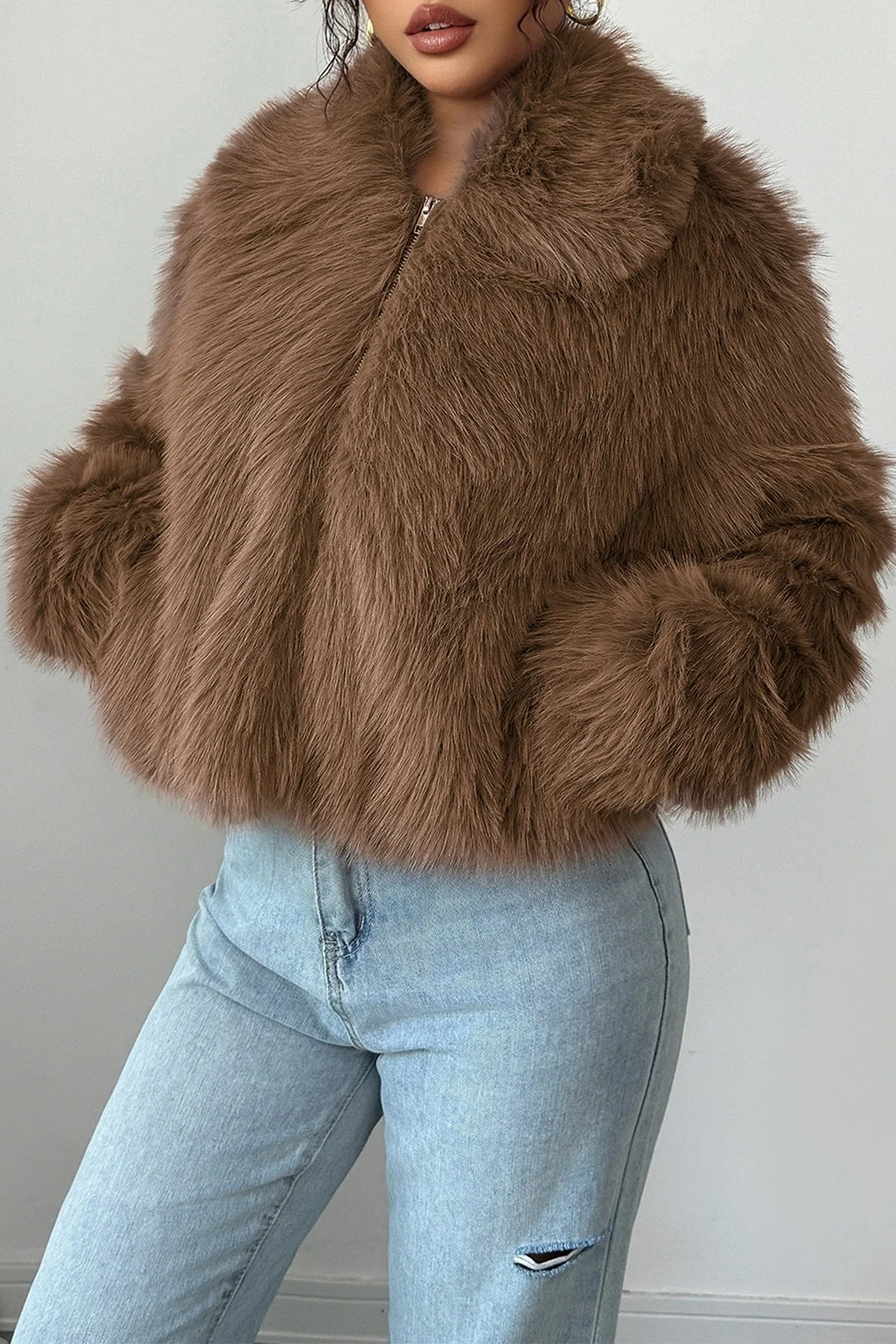 Plush Long Sleeve Elegant Maxi Coat - Image 4