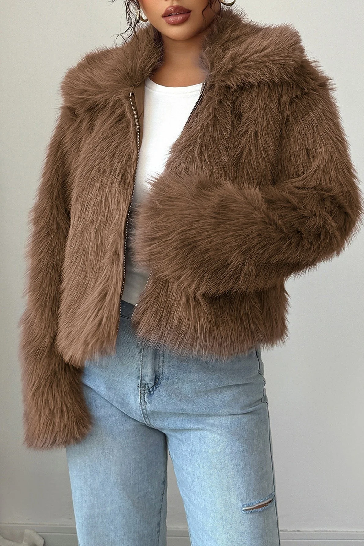 Plush Long Sleeve Elegant Maxi Coat - Image 5
