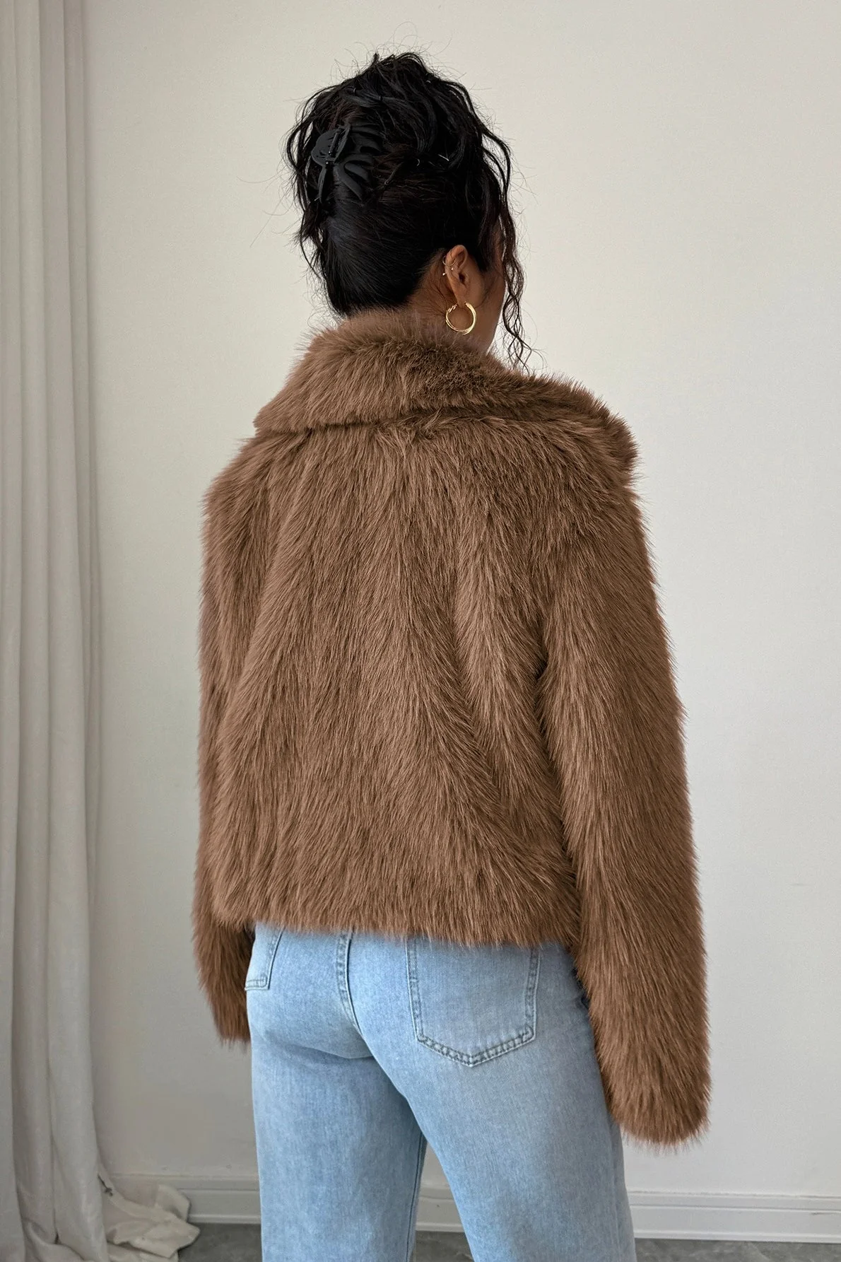 Plush Long Sleeve Elegant Maxi Coat - Image 6