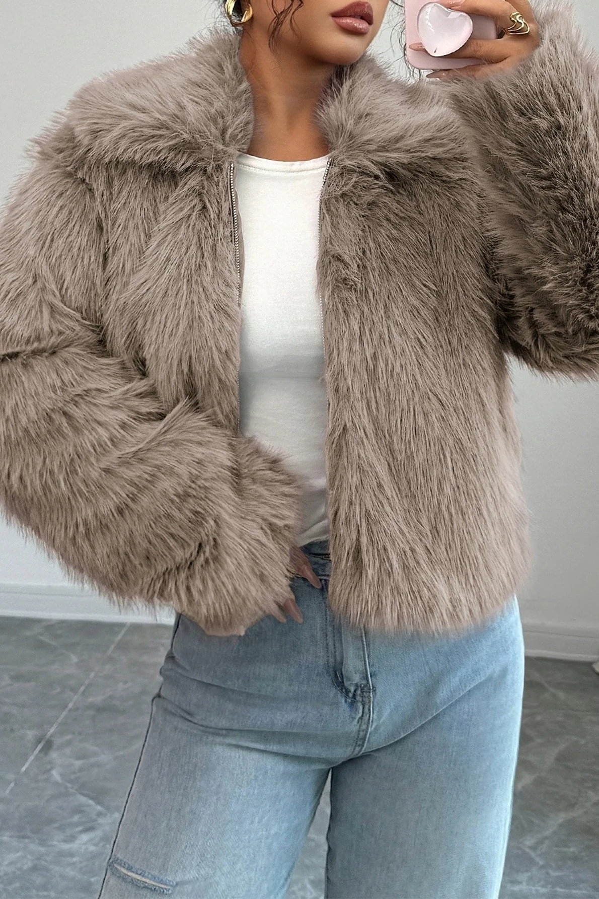 Plush Long Sleeve Elegant Maxi Coat - Image 7