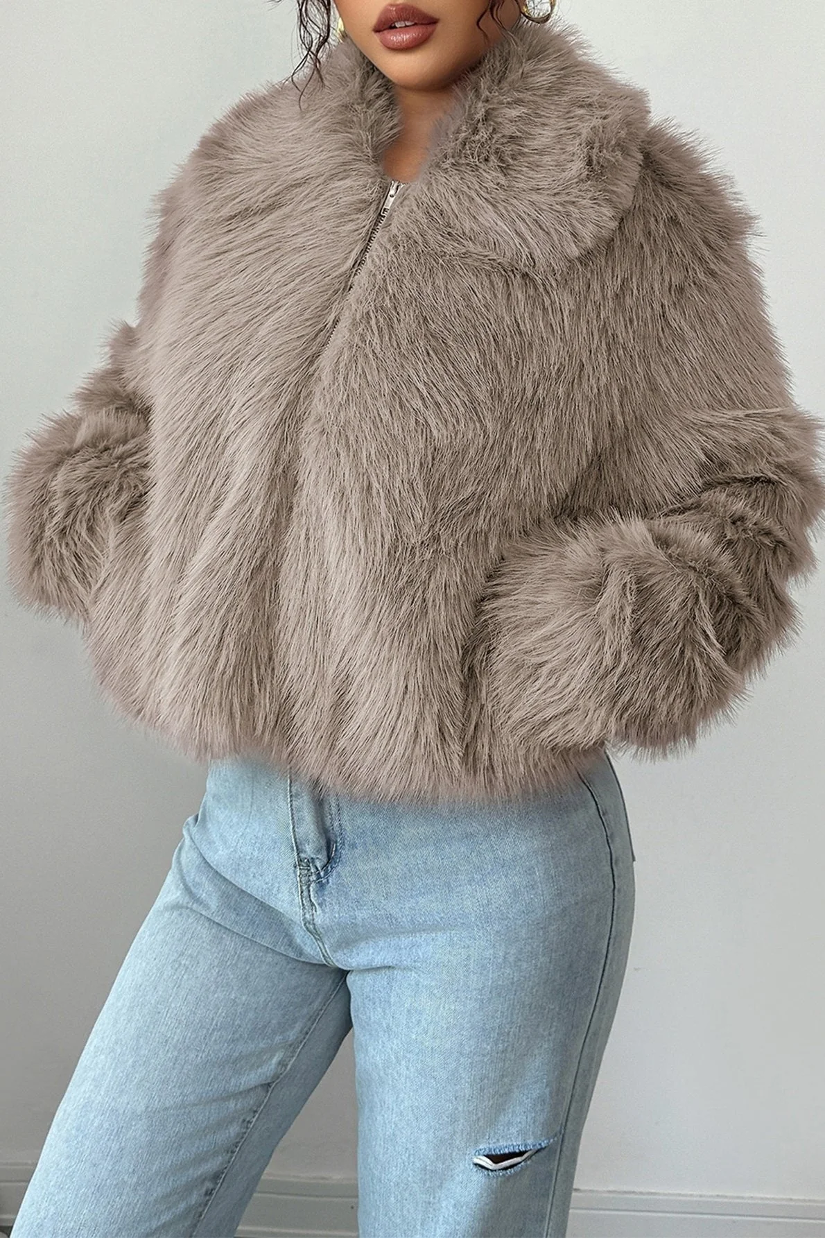 Plush Long Sleeve Elegant Maxi Coat - Image 8
