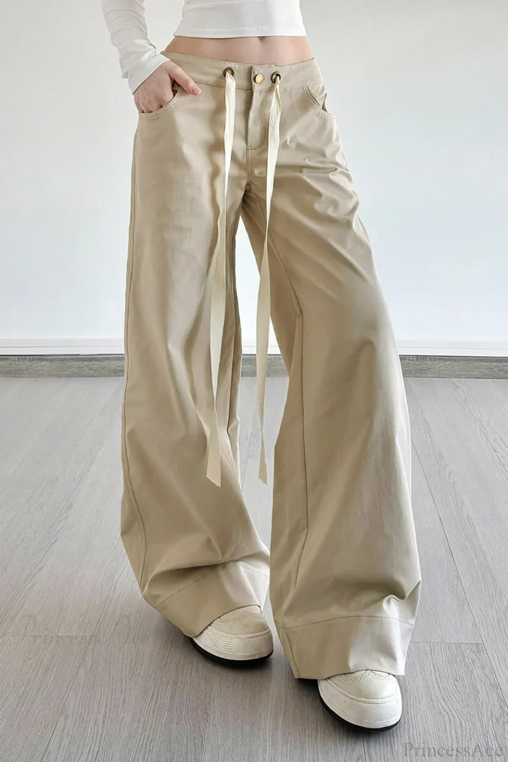 Pocket Patchwork Loose Wide Leg Cargo Pants - Image 2