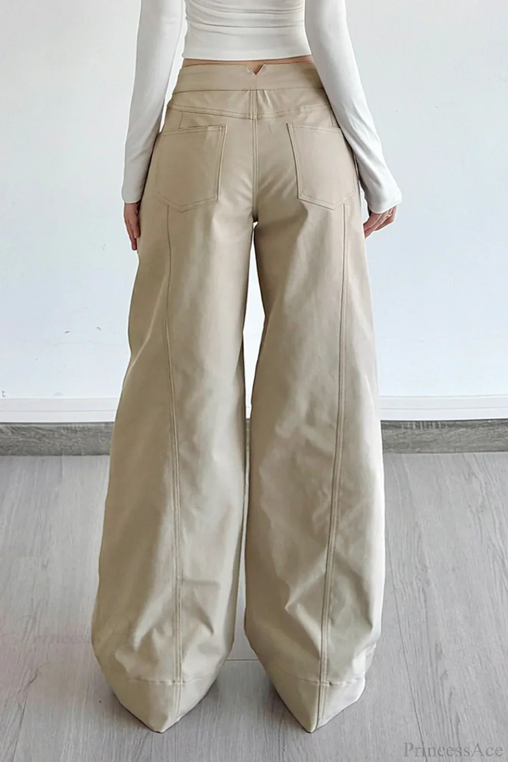 Pocket Patchwork Loose Wide Leg Cargo Pants - Image 4
