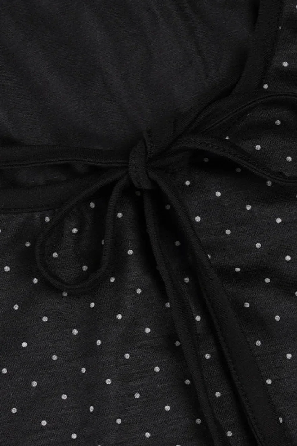 Polka Dot Bow Front Ruffle Fitted Long Sleeve Tee - Image 6