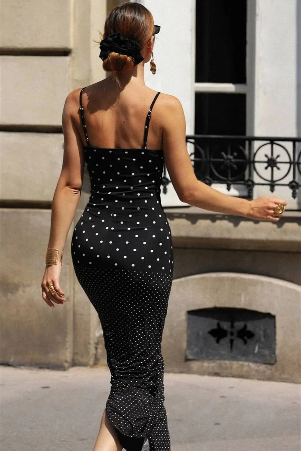 Polka Dot Cami Bodycon Slim Maxi Dress - Image 5