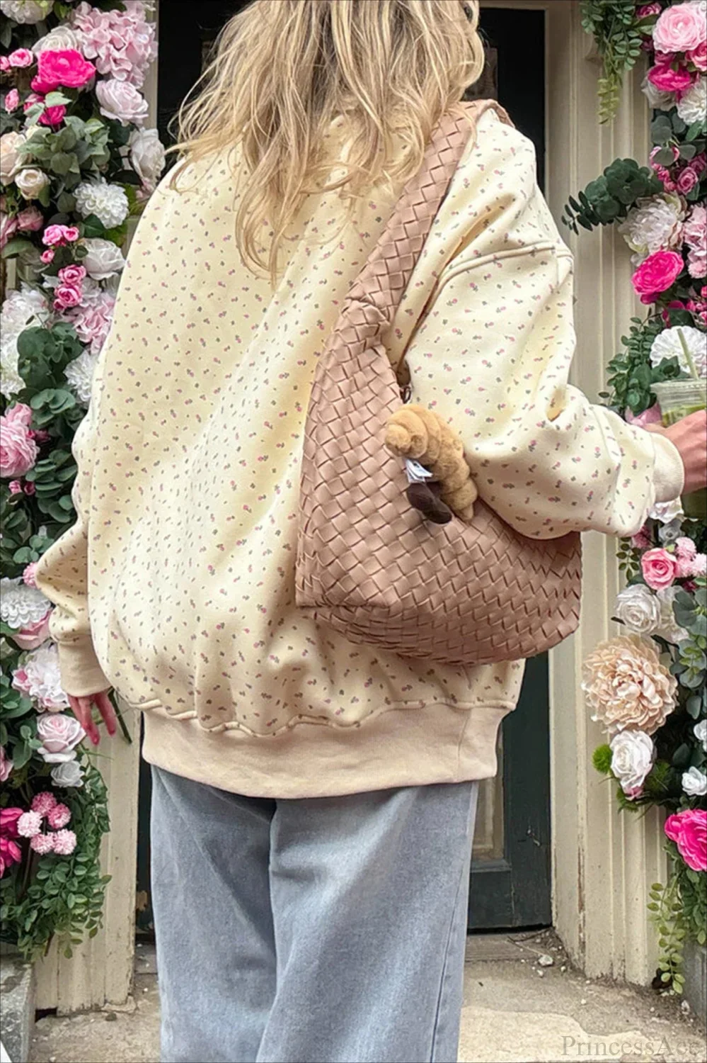 Polka Dot Cute Crew Neck Pull-On Sweatshirt - Image 2