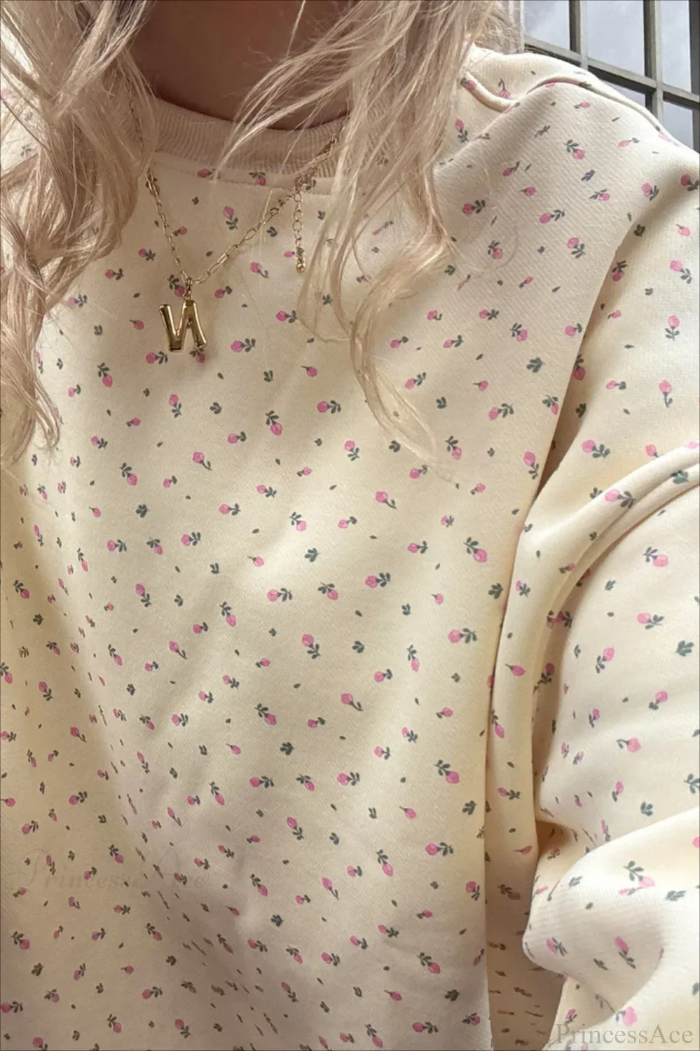 Polka Dot Cute Crew Neck Pull-On Sweatshirt - Image 5