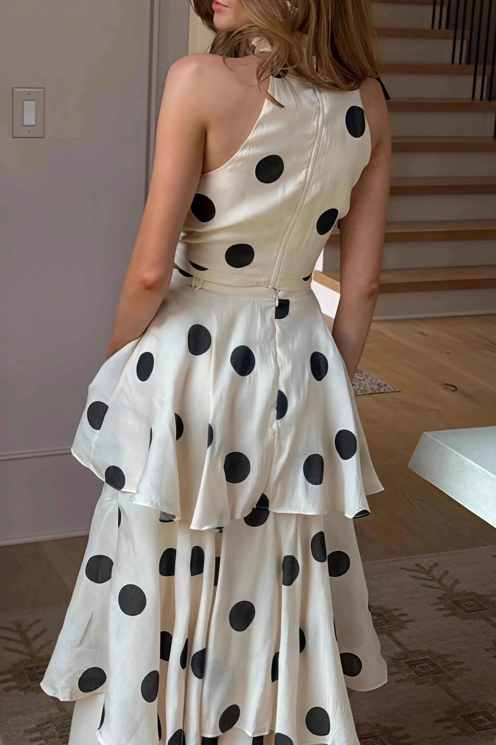 Polka Dot Halter Sleeveless Top Tiered Skirt Set - Image 3