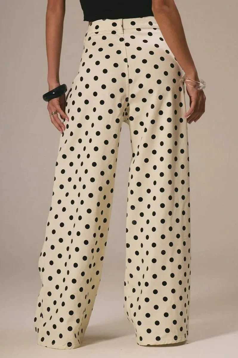 Polka Dot Loose Mid Rise Jeans - Image 2