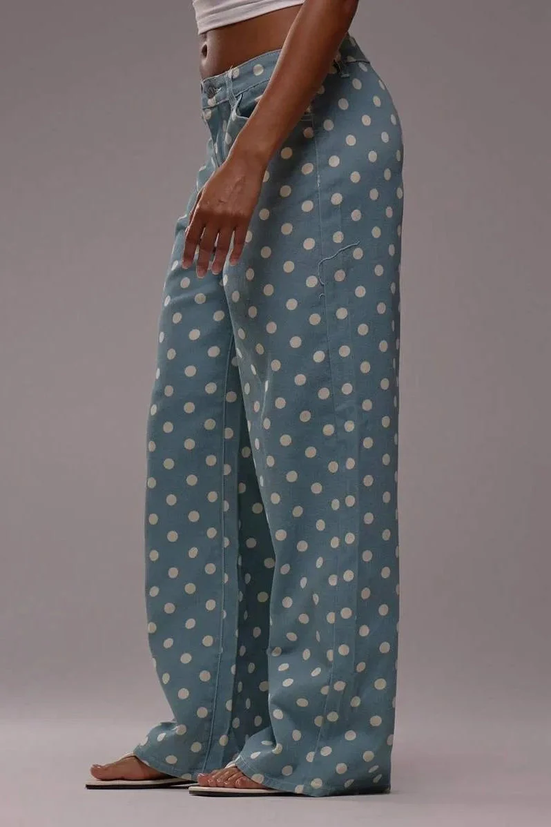 Polka Dot Loose Mid Rise Jeans - Image 4