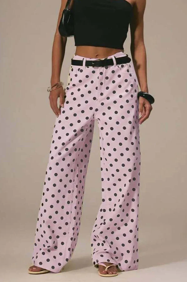 Polka Dot Loose Mid Rise Jeans - Image 7