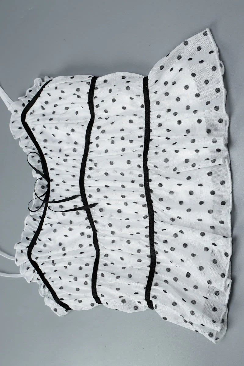 Polka Dot Mesh Low Cut Sexy Cami Top - Image 5