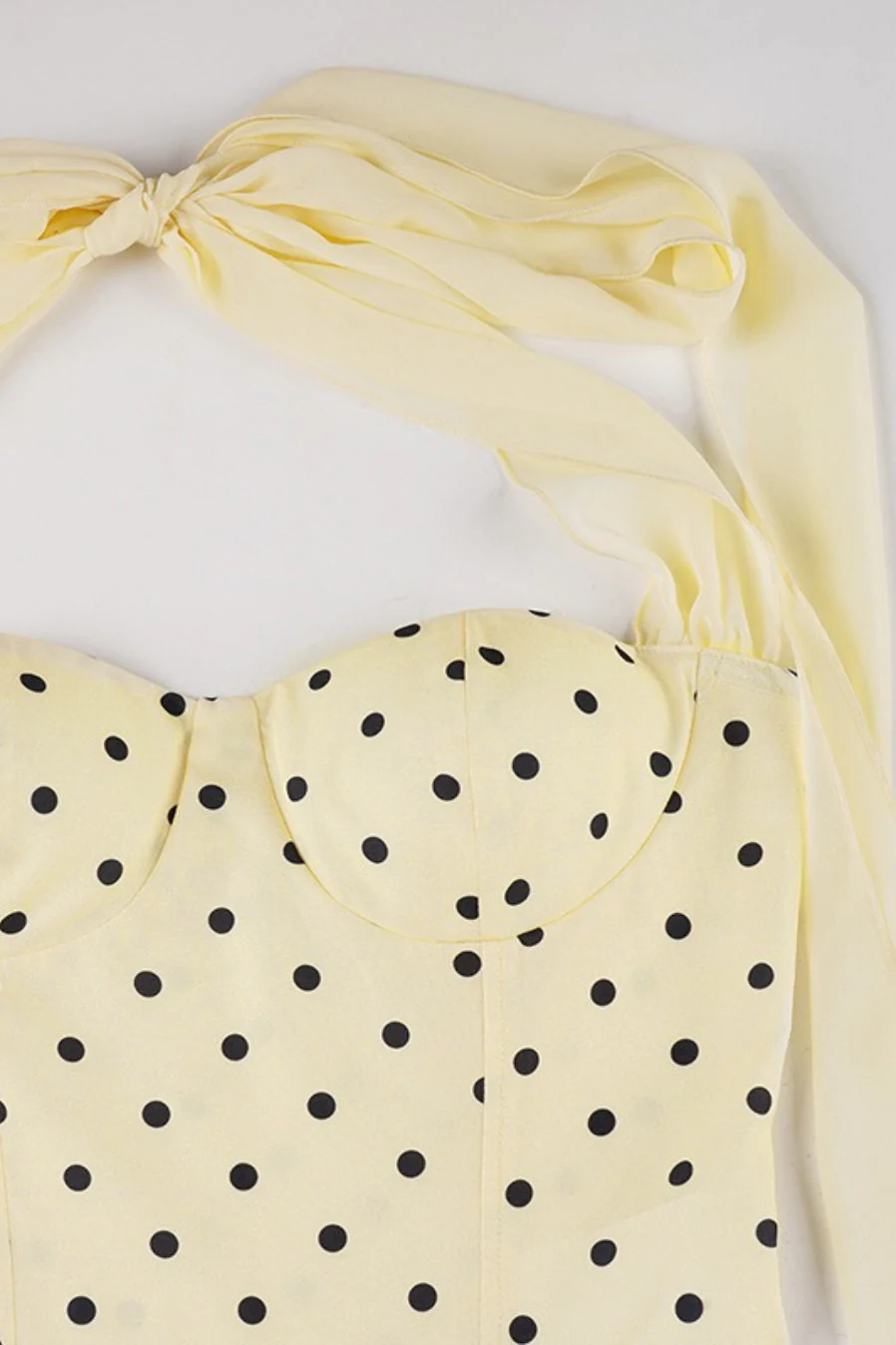 Polka Dot Sash Halter Tulip Mini Dress - Image 6