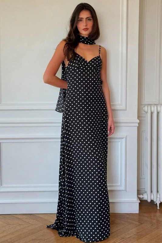 Polka Dot Sexy V Neck Cami Backless Maxi Dress - Image 6