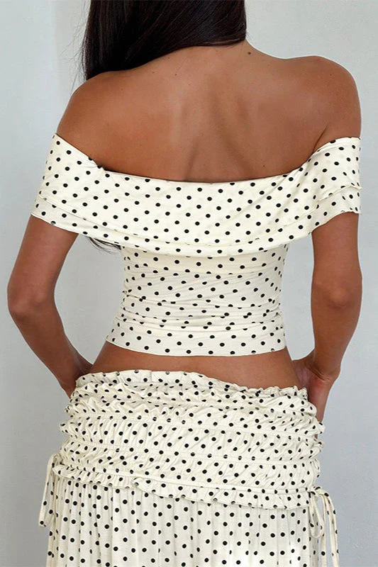 Polka Dot Strapless Side Bow Maxi Skirt Set - Image 6