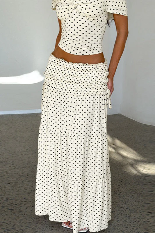 Polka Dot Strapless Side Bow Maxi Skirt Set - Image 7