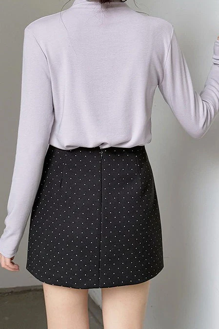 Polka Dot Wool A-Line Skirt - Image 8