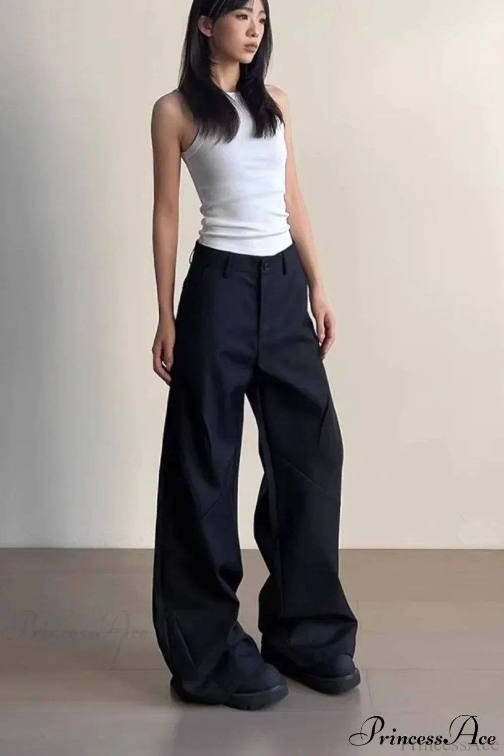 Premium Gray Ruched Drapey Wide Leg Pants - Image 4