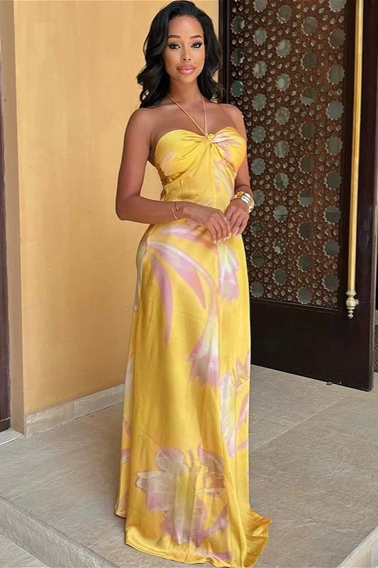 Print Backless Strapless Beach Maxi Dress - Image 2