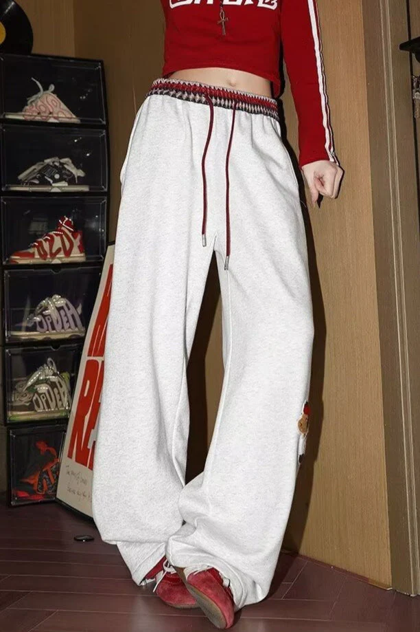 Print Loose Straight Leg Sweat Pants - Image 3