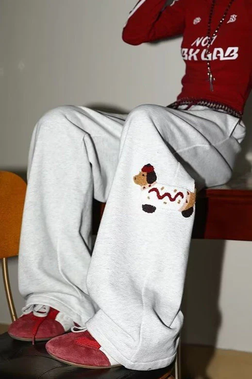 Print Loose Straight Leg Sweat Pants - Image 4