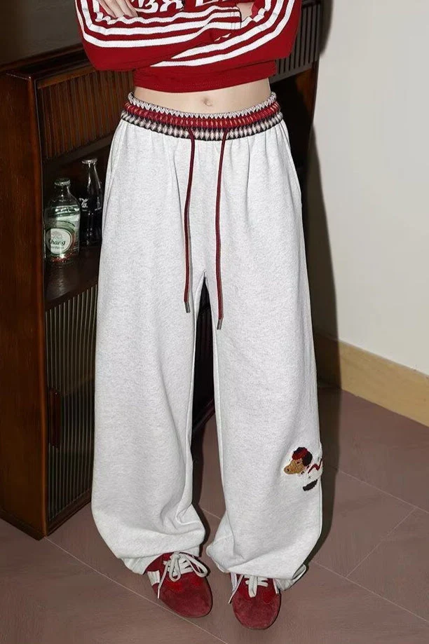 Print Loose Straight Leg Sweat Pants - Image 5