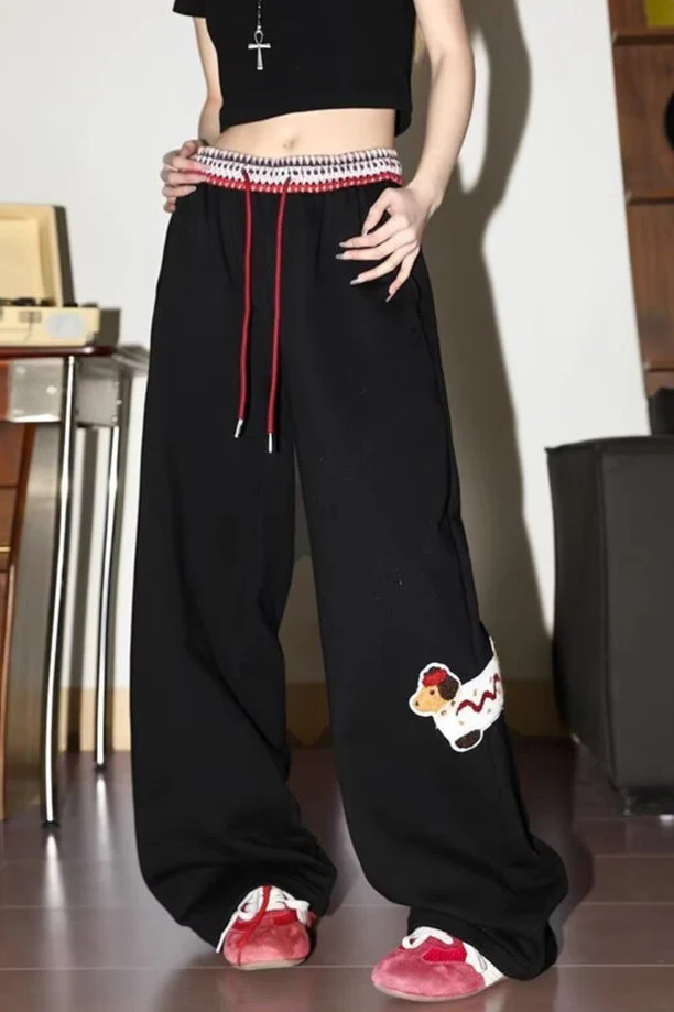 Print Loose Straight Leg Sweat Pants - Image 6
