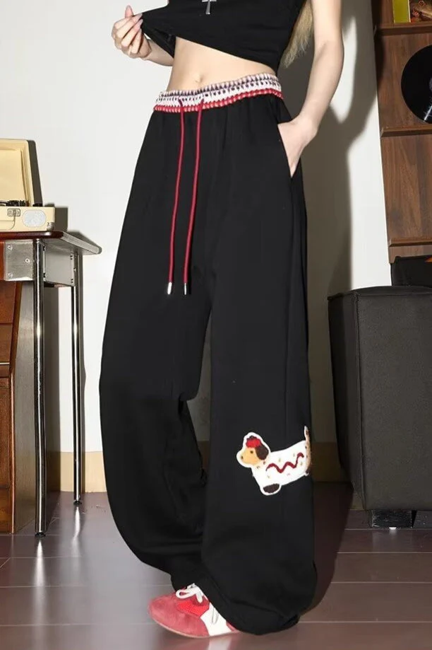 Print Loose Straight Leg Sweat Pants - Image 7