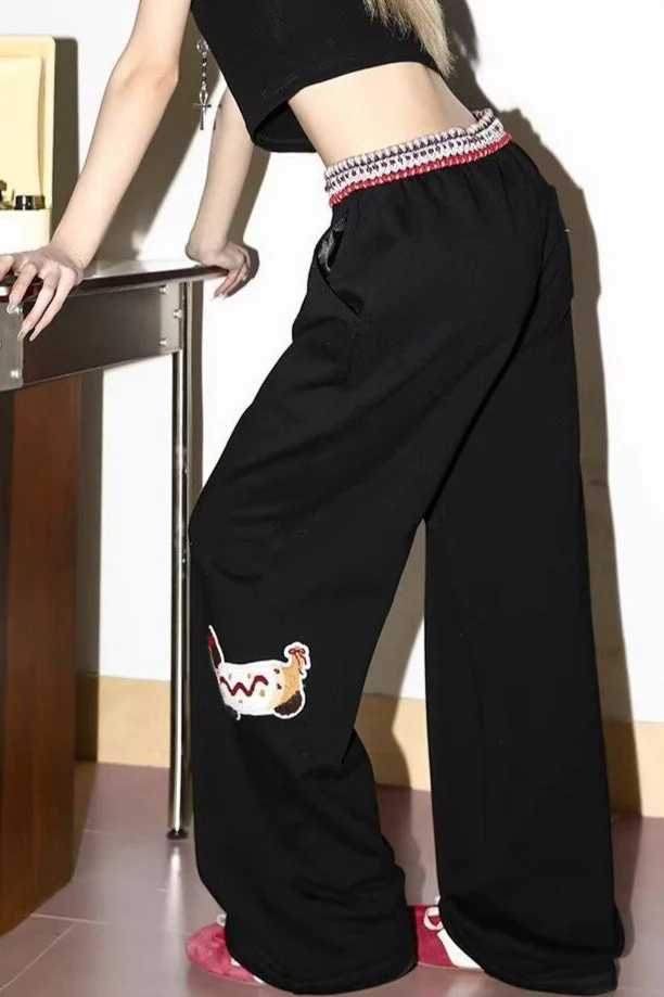 Print Loose Straight Leg Sweat Pants - Image 8