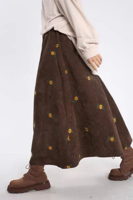 Printed Corduroy A-Line Skirt - Image 3
